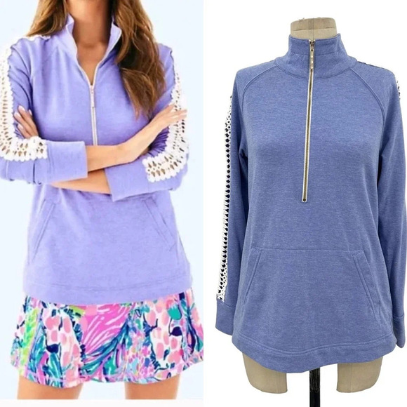 Lilly Pulitzer Skipper Popover Periwinkle Heather‎ Size Small - Picture 1 of 9